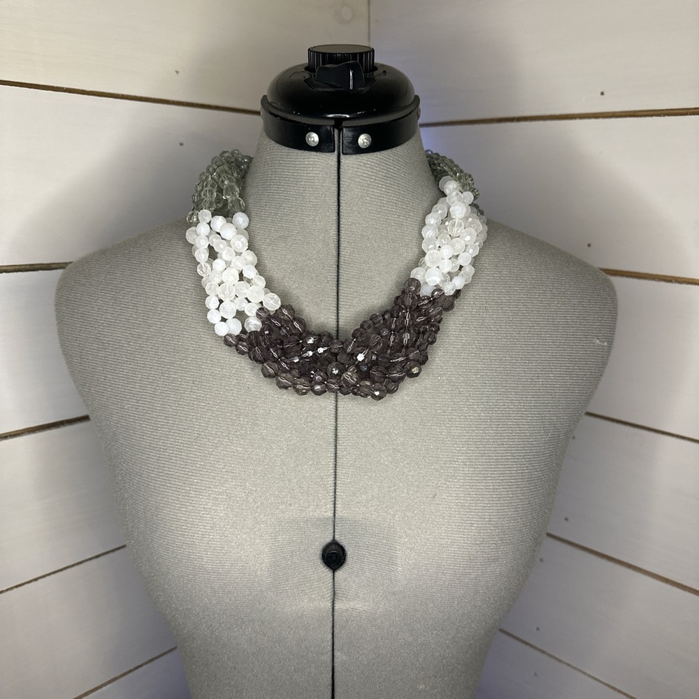 Grey and white beaded necklace